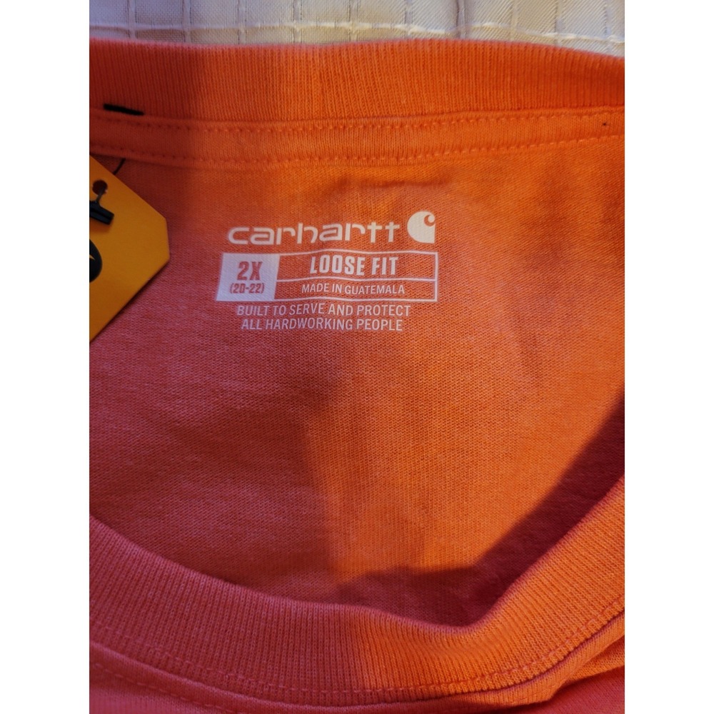 Carhartt Womens 2X Loose Fit Long Sleeve Graphic T-Shirt Coral Orange NWT - Picture 7 of 12